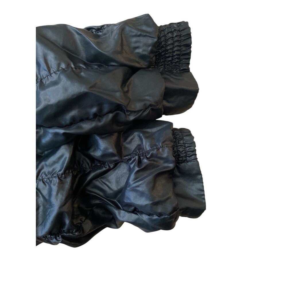 Vintage Changing Scene Unisex Black Nylon Bomber Jacket Size L Ruched 80s - Picture 10 of 10
